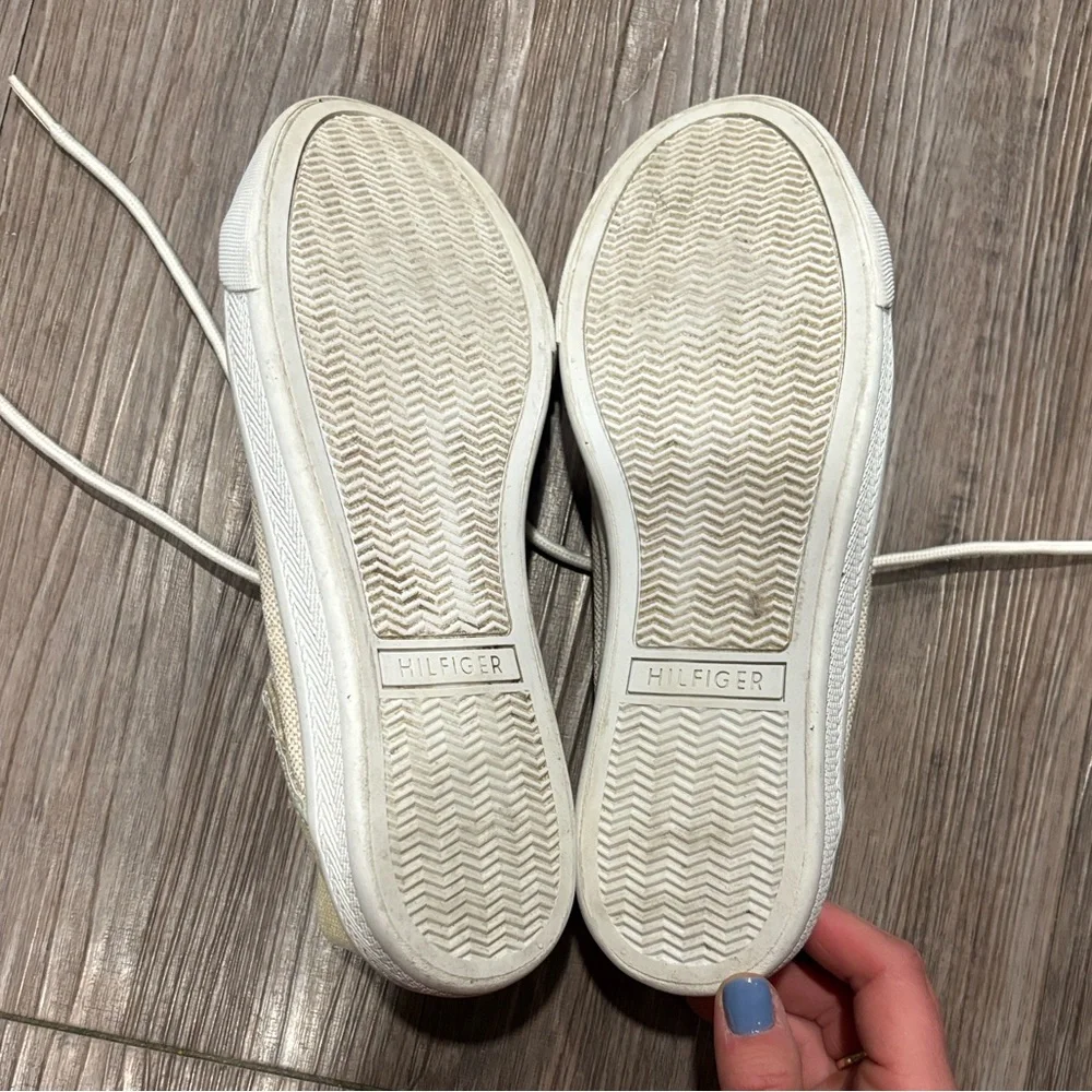 Tommy Hilfiger Cream Canvas Sneakers - Picture 5 of 5